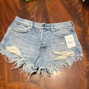 Free People Denim Frayed Jean Shorts